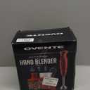 OVENTE Immersion Hand Blender Set, 300W Corded Electric Handheld Stick Mixer, 2 Mixing Speeds with Stainless Steel Blades, Egg Whisk, Beaker & BPA-Free Food Chopper, Red HS565R