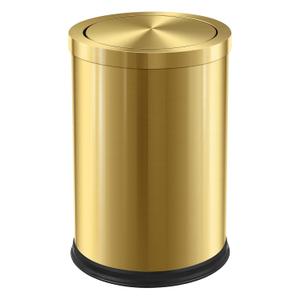 Stainless Steel Gold Trash can with Flipping Lid 2.4gallon Fingerprint-Proof Garbage cans Wastebasket Bin for Kitchen bothroom Living Room (Gold, 2.4 Gallon)