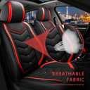 Fit for Honda CR-V 2008-2026 Seat Covers, Waterproof and Wear Resistant Sports Seat Cover, Premium Nappa Leather Car Seat Covers.（5 Seats-Black Red）