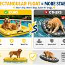 Dog Pool Float for Small Medium Large Dogs, Inflatable Puppy Raft for Pool Lake, Stable Floating Dog Bed & Pet Water Mat with Rope Handles, Durable Oxford & Thick PVC 57.9"L x 39.4"W