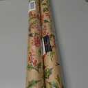 2 x LaRibbons Kraft Christmas Wrapping Paper Mini Roll, Holly Leaves and Red Berries Pattern, for Classic Christmas, Winter Holiday Gift Wrapping, 17" x 33' (46.7 sq. ft)