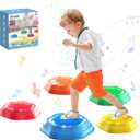 Holyton Music Light Up Stepping Stones for Kids, 5-Pack Sensory Balance Stones, Non-Slip Toddler Stepping Toys for Ages 3-8, Ideal for Sensory Training & Great Gift for Indoor & Outdoor Play (original color)