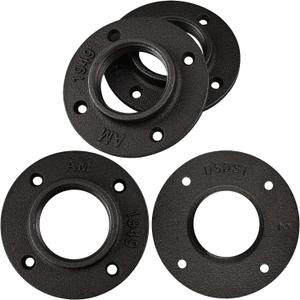 4 Pack of 2" Pipe Flange Malleable Cast Iron Pipe Flanges for DIY Home Furniture Shelving Decoration Industrial