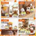 Wesiti Set of 3 Thanksgiving Fall Pumpkin Decorations 7 Inch Resin Artificial Corn Decorative Pumpkins with Blessed Grateful Thankful Table Centerpieces Decor for Thanksgiving Harvest Vintage Room