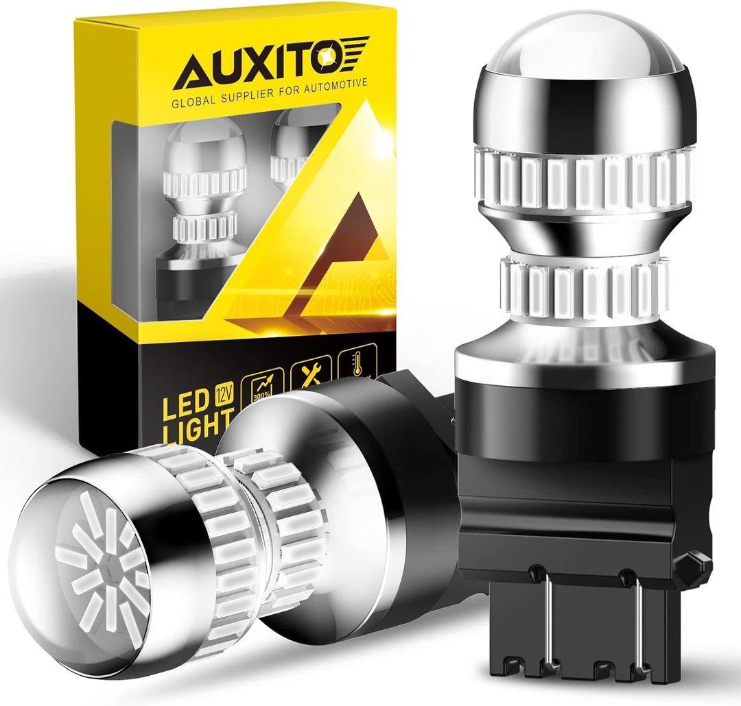 AUXITO LED Brake Tail Light Bulbs 3156 3157 LED Bulb Red 400% Brighter 3056 3057 3047 4057 Led Bulbs for Tail Stop Brake Signal Parking Lights, Brilliant Red