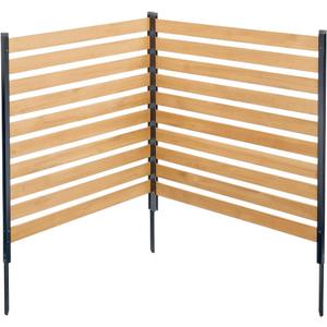 VEVOR Wood Privacy Fence, 38" W x 42" L, 2-Panel Slatted Air Conditioner Fence Screen, Pool Equipment Enclosure with Metal Stakes, Easy DIY Installation, Outdoor Trash Can Hider for Garden Decoration