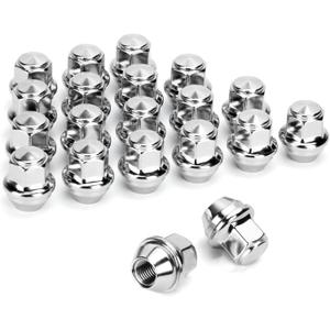 Dynofit 12mmx1.5 Stock Lug Nuts For Escape 2001-2019/Focus 2012-2018/Fusion 2006-2019, One-Piece Style OEM Wheel Nuts Replace for Factory Nut Compatible with Ford Lincoln MKC MKZ, Work on AL/Steel Rim (Silver)