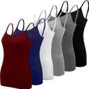 BQTQ 6 Pcs Women's Camisole Tops Undershirts Adjustable Spaghetti Strap Tank Top (Medium, Black, White, Gray, Navy, Dark Red, Dark Gray)