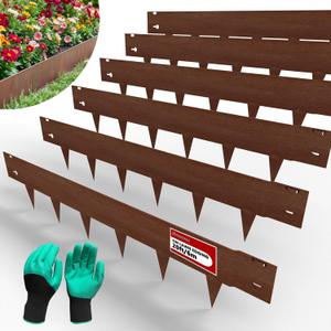 20ft (6-Pack) Cor-Ten Steel Landscape Edging 40" x 8" Flexible Pre-Applied Rust Patina Garden Border