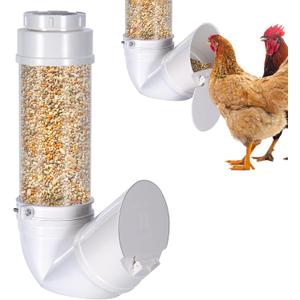 6Lbs PVC Poultry Gravity Feeder Large Hanging Automatic Chicken Feeder Port | Chicken Feeder No Waste with Lid and Visual Tube Poultry Hanging Chicken Coop Feeder Port for Quails,Ducks,Turkeys,Geese