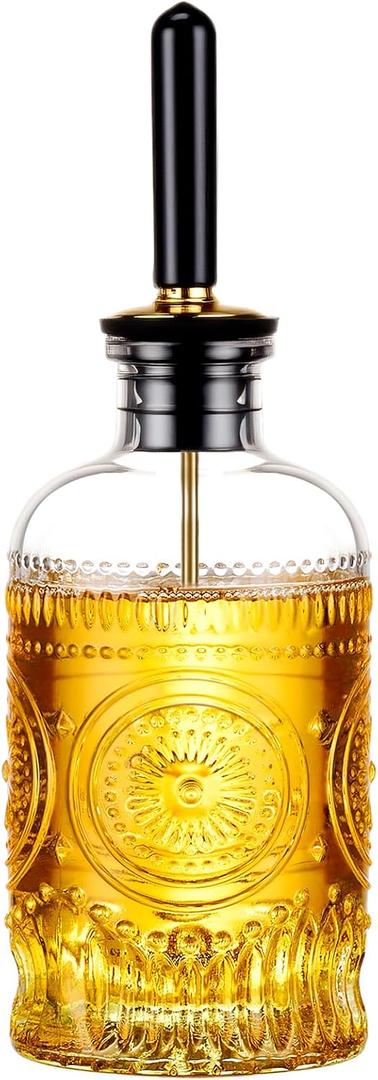 Baalaka Glass Oil Bottles 7OZ, Olive Oil Dispenser Bottle for Kitchen with Metal Spout, Elegant Glass Cooking Dispenser for Kitchen