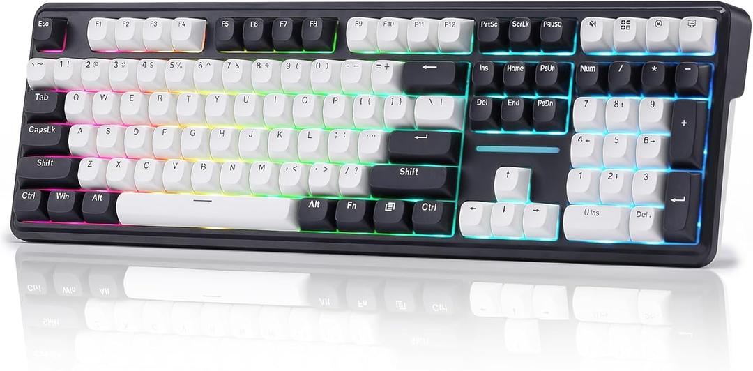 Redragon K745 PRO Wireless Gasket RGB Gaming Keyboard, 108 Keys Mechanical Keyboard w/Extra 4 Hotkeys, Hot-Swap South-Facing LED Socket, 5-Layer Noise Dampening, Round PBT Keycaps, Mint Mambo Switch (Abyssal Blue)