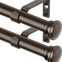 TONIAL 2 Pack Curtain Rods for Windows 48 to 84 Inch, Telescoping Splicing 3/4 Inch Single Rods for Windows Decorative Drapery Rod 32 to 86 with Small Finial, Bronze (32-86"(2 Pack))