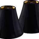 GO&SO Black Bell Lamp Shades Set of 2 Medium Lamp Shade 6" Top x 13" Bottom x 10.6" High(Spider) Traditional Lamp Shade for Table Lamp & Floor Lamp - Side Ribbing Hand Crafted Lampshade Replacement