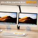 LED Desk Lamp for Office Home, 31.5" Architect Desk Light with Clamp Dual Screen Computer Monitor, 15W 5 Color X 10 Brightness Levels Desk Lamp for Reading, Study, 1000LM Bright, Memory Function