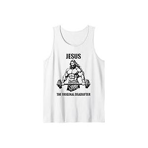 Jesus The Original Deadlifter, White T-Shirt, M