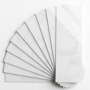 BeNice Peel and Stick Backsplash for Kitchen Tile,Peel and Stick Tiles for Walls Tile Stickers Waterproof Marble Tile Backsplash 3.85"x11.73"(16Tiles) Carrara White