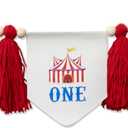 1st Birthday High Chair BannerWood Bead Tassel GarlandFirst Party Tassel BannerBirthday Photo BackdropWall Hangings Decorative for Kids Bedroom Nursery (RedCarnival)