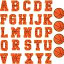 Hotop 30 Pcs Chenille Letter Patches Iron on Patches for Clothing Sports Patches Chenille Embroidered Applique for Bags Hat DIY Clothing Jackets Backpacks Repair (Orange,Basketball Letter Style)