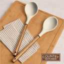 Country Kitchen Non Stick Silicone Utensil Set with Rounded Wood Handles for Cooking and Baking, 8 Piece Set, Khaki