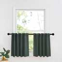 RYB HOME Dark Green Small Blackout Window Curtains - Insualting Privacy Curtains for Kids Bedroom Kitchen Bathroom Basement Cafe Cabinet Tiers Drapes, 34 Width x 24 Length, 2 Panels