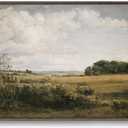 Framed Landscape Wall Art for Living Room, Vintage Farmhouse Countryside Artwork for Walls, Large Retro Rustic Nature Canvas Paintings Prints for Bedroom Kitchen Office Fireplace Wall Decor, 24x36 In (Grassland)