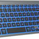 SABLUTE Wireless Keyboard with 7 Colored Backlits, Rechargeable Silent Compact Cordless Computer Keyboard with Low Profile Quiet Light Up Keys for Windows, PC, Linux, Chrome, Mac (Grey)
