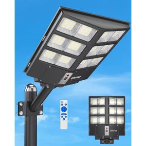 Ofuray Solar Street Lights Outdoor,Solar Security Flood Lights Parking Lot Lights Commercial Dusk to Dawn, 6500k Waterproof Led with Remote Control Motion for Street,Court,Barn (Of-800W 80000Lm)