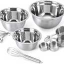COOK WITH COLOR Stainless Steel Mixing Bowls Set - Nesting Bowls with Non-Slip Bottom and Easy-Grip Handles, Silver, 12 Pieces