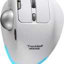 zelotes Wireless Trackball Mouse,Bluetooth Mouse,Rechargeable,4800 DPI, 2-in-1(BT 5.0/3.0+2.4GHz USB Receiver), 8 Buttons,Ergonomic Design,LED Lighting,for Laptop, PC, Pad,White