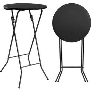 Byliable 24in Round Cocktail Table, Bar Height High Top Foldable Bistro Table with Removable Legs, Portable Plastic Indoor Outdoor for Patio, Party, Backyard, Events, Black, 2443 in
