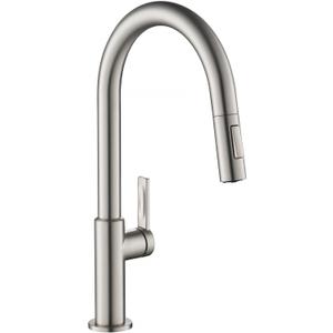 KRAUS Oletto Single Handle Pull Down Kitchen Faucet in Spot Free Stainless Steel, KPF-2820SFS