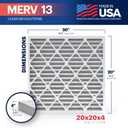 BNX TruFilter 20x20x4 (19.5 x 19.5 x 3.63 Slim Fit) MERV 13 Air Filter (2-Pack) - MADE IN USA - Air Conditioner HVAC AC Furnace Filters Health, Allergies, Mold, Bacteria, Smoke, MPR 1900 FPR 10