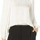 VELVET BY GRAHAM & SPENCER Women's Leila Long Sleeve Satin Shirt, Crema, Small
