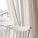 Deeprove White Boho Curtains 96 Inches Long for Nursery Bedroom Christmas Decor, Bohemian Embroidery Cream Weighted Cotton Linen French Country Window Treatments with Tassel, W52 x L96, 1 Panel (52"W x 96"L (Pack of 1))