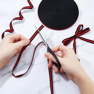 DICOSMETIC 100M x 10MM Black Red Striped Grosgrain Ribbon Polyester Stripe Ribbon Double Face Craft Wrapping Ribbons for Gifts Wrapping Bouquets Cake Decor and Garment DIY