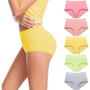 CAILECOTTON Womens Underwear Cotton Briefs for Women Plus Size Panties for Women Pack 2/5 (Large)