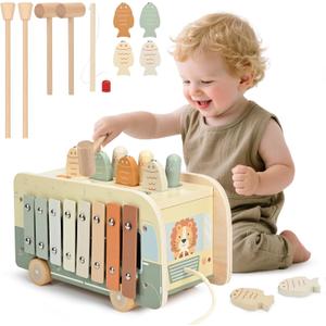 Vanplay Montessori Toys for 1 Year Old - Wooden Hammering Pounding Toys for One Year Old Girls Boy Gifts, 7 in 1 Learning Activities for Baby First Christmas Birthday Gifts for Toddlers 1-3-2-4