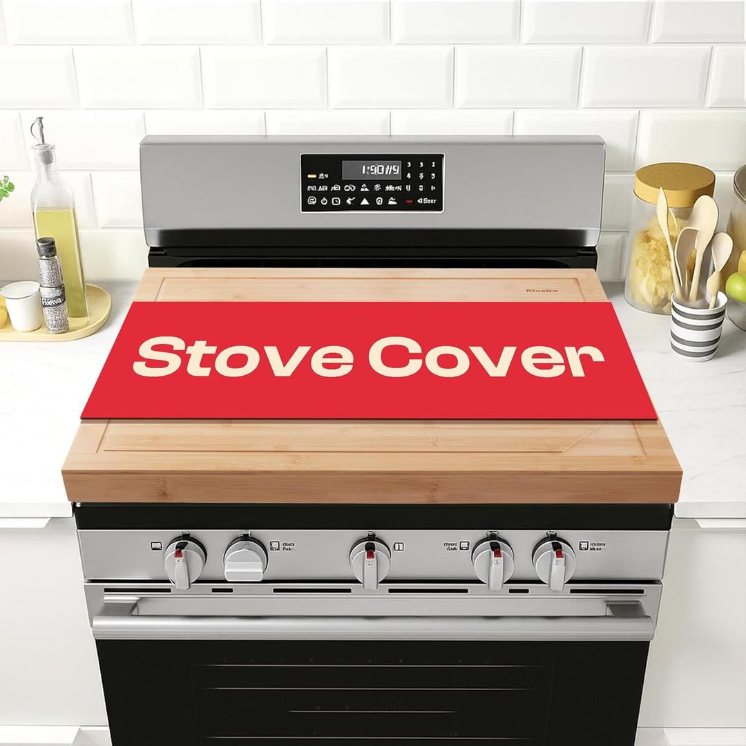 Riveira 30x22 Bamboo Natural Stove Top Covers for Electric Stove & Gas Stove Top Covers for Gas Burners  Large Gas Stove Cover with Handle & Juice Groove  Rustic Stove Covers for Gas Stove Top