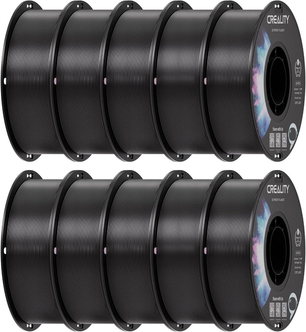 Creality PETG Filament 1.75mm Black 10 kg, 3D Printer Filament, Excellent Toughness High Precision, Odorless Non-Toxic Moistureproof, Glossy (Case of 1, Total 10 Packs in a Carton)
