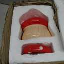 BNOSDM Ceramic Hamster Hideout and Food Bowl Set Cute Mushroom Shape Hamster House and Habitat Cool Hamsters Hide Suitable for Syrian, Mice, Dwarf Hamsters, Gerbils (Red)