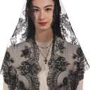 Bozidol Mantilla Veils for Church Catholic, Triangle Virgin Mary Floral Lace Chapel Veils Latin Mass Head Coverings for Women