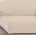 U-NICE HOME Loveseat Sofa Cover Reversible Couch Covers for 2 Cushion Couch for Dogs Furniture Protector Cover with Elastic Straps Water Resistant(Loveseat Small, Sand/Beige)