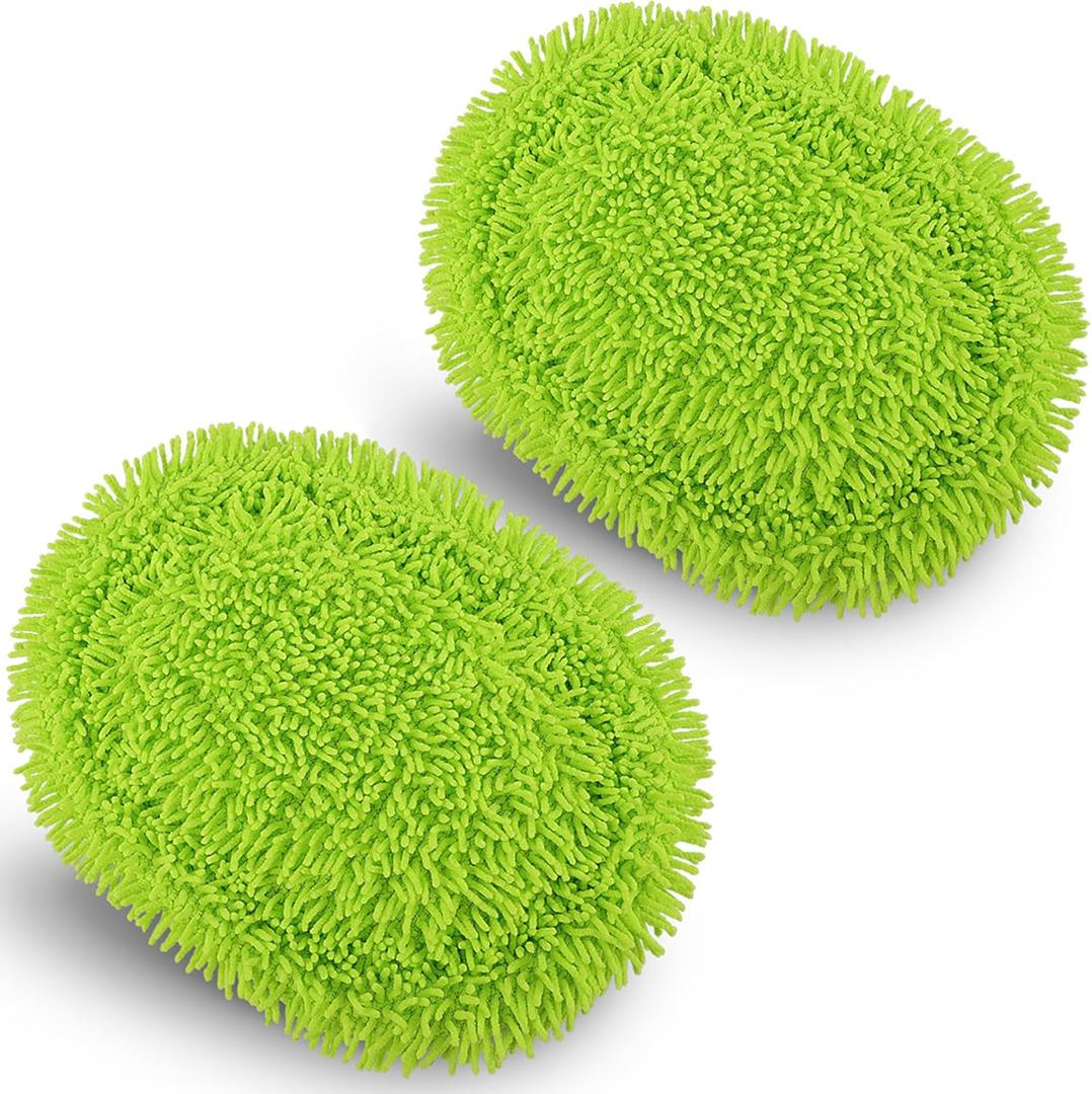 Microfiber Mop Refill for HoMerit Wall Cleaner, 2 Pack Reusable Washable Washer Pads, Dust Cleaning Walls, Ceilings, Windows, Baseboard, Dry Dust/Wet Wash Pad, Green-2