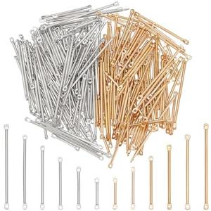 PH PandaHall 240Pcs Bar Links Connector Charms 6 Sizes 2 Colors Earring Connectors, 2-Hole Stick Strip Beads Jewelry Connectors Links for DIY Earring Bracelet Jewelry Making Arts Crafts