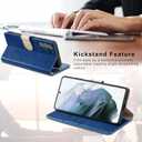 Belemay Compatible with Galaxy S21 FE 5G Wallet Case (6.4 inch) Premium Leather Flip Case [RFID Blocking] Card Holder [Undetachable Interior Shell] Magnetic Folio Folding Cover for Men Women, Blue