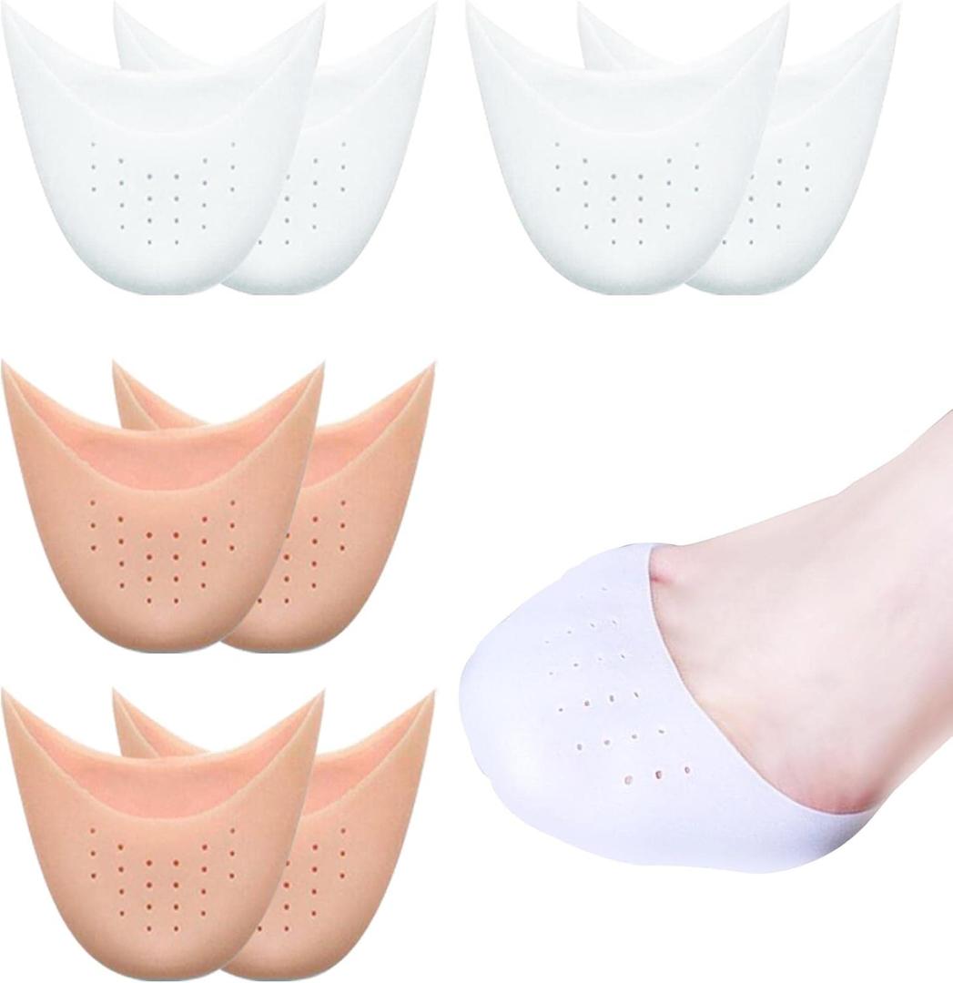 4 Pairs Ballet Dance Shoe Toe Pads,Silicone Toe Protectors with Breathable Hole Silicone Sleeve Covers for Relieve Fatigue and Protect Toes(Size:3.94 x 3.94 x 0.12inch)