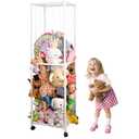Stuffed Animal Storage Zoo with Wheels, Large Plush Toy Organizer for Kids - Extra Wide PVC Stuffed Animal Holder with Elastic Cords & Mesh Net, Nursery Playroom Toy Cage for Boys Girls Toddlers