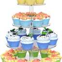 4 Tier Round Cupcake Stand,  Item dimensions L x W x H 33.5 x 33.5 x 52.8 centimeters, Clear