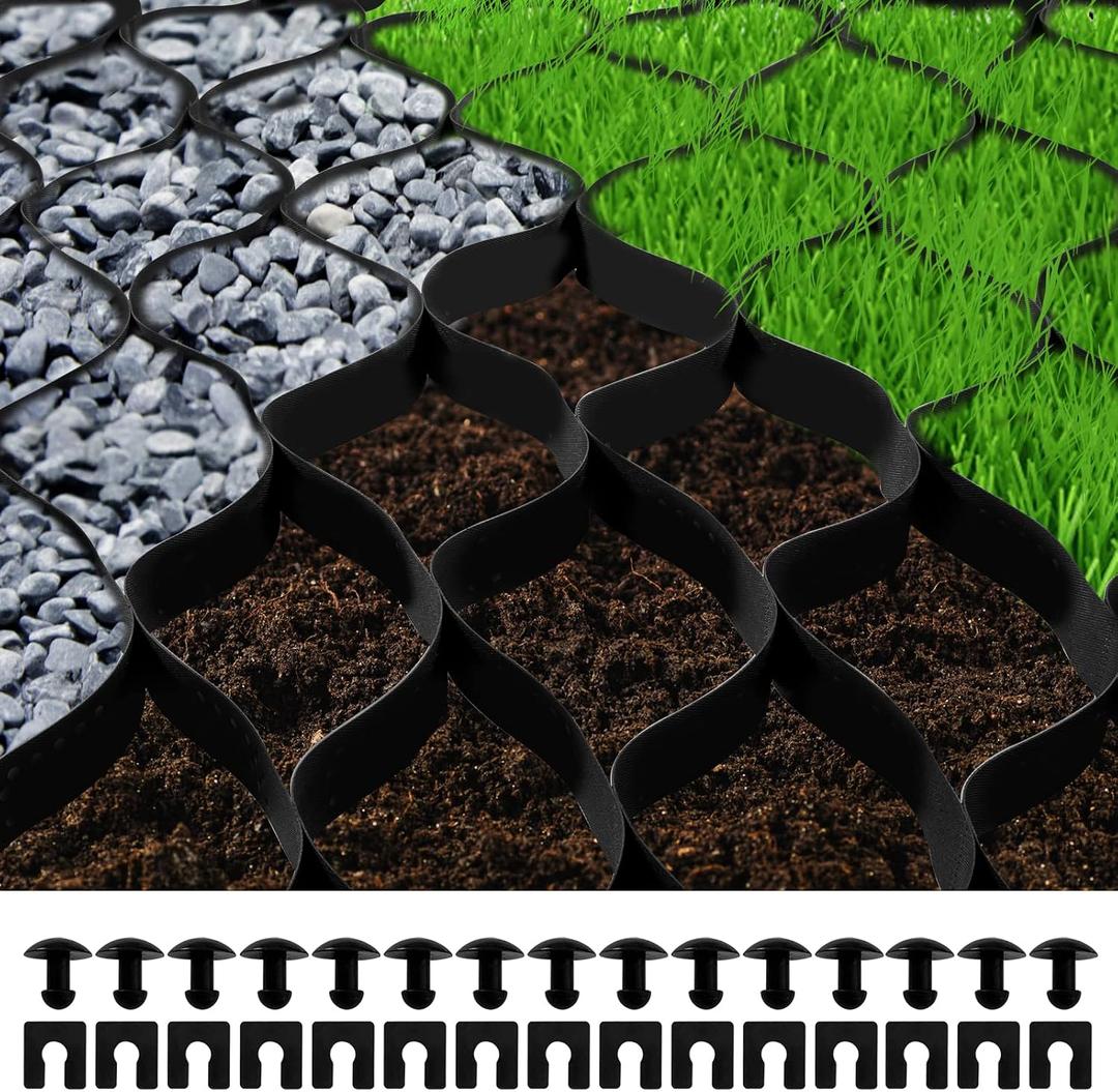 VEVOR Ground Grid 27 ft x 4 ft, 1885 lbs per Sq Ft Load Geo Grid, 2" Depth Permeable Stabilization System for DIY Patio, Walkway, Shed Base, Light Vehicle Driveway, Parking Lot, Grass, and Gravel